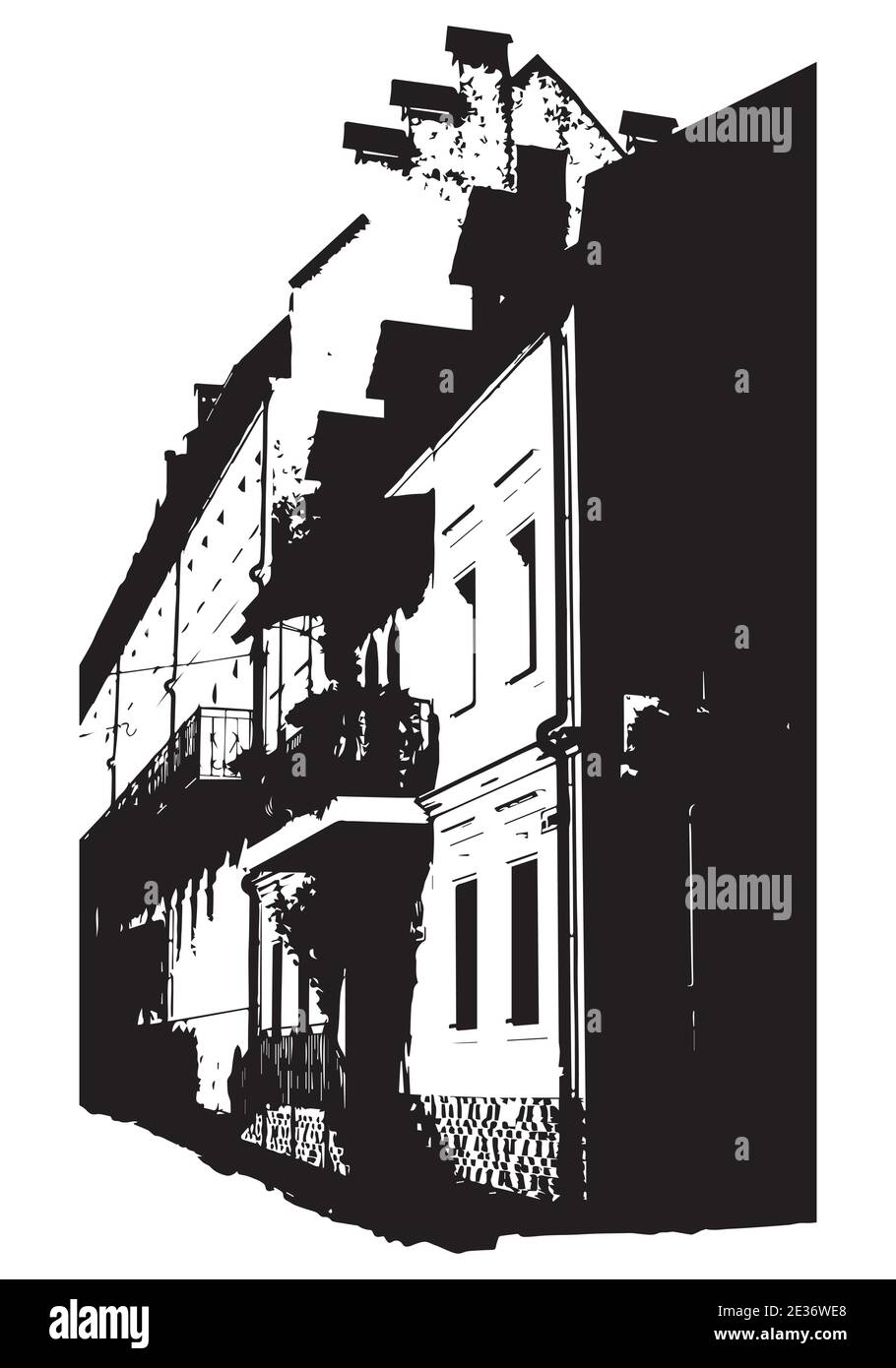 Silhouette di un vecchio edificio illustrazione vettoriale per il design Illustrazione Vettoriale