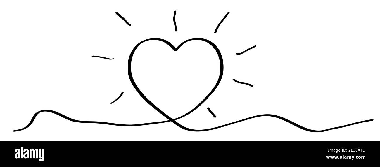 Icona cuore. Forma a cuore nero in design lineare piatto. Simbolo d'amore isolato. Illustrazione vettoriale. Illustrazione Vettoriale