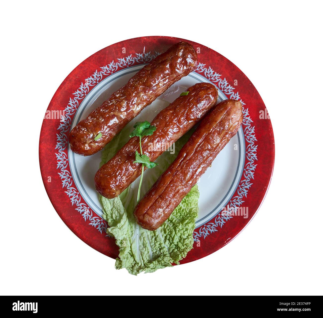 Salsiccia di Newmarket - salsiccia di maiale fatta secondo una ricetta tradizionale della città inglese di Newmarket, Suffolk. Foto Stock