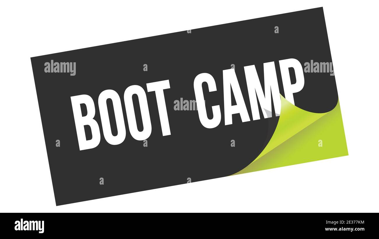 Testo DEL BOOT CAMP scritto su adesivo nero verde. Foto Stock