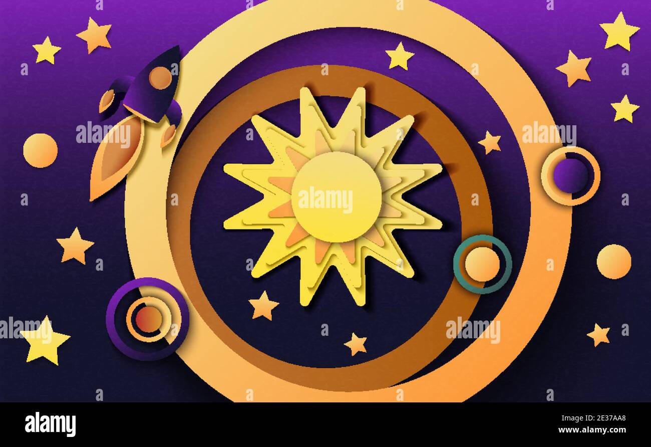 Un'astronave nello spazio aperto tra pianeti Illustrazione Vettoriale