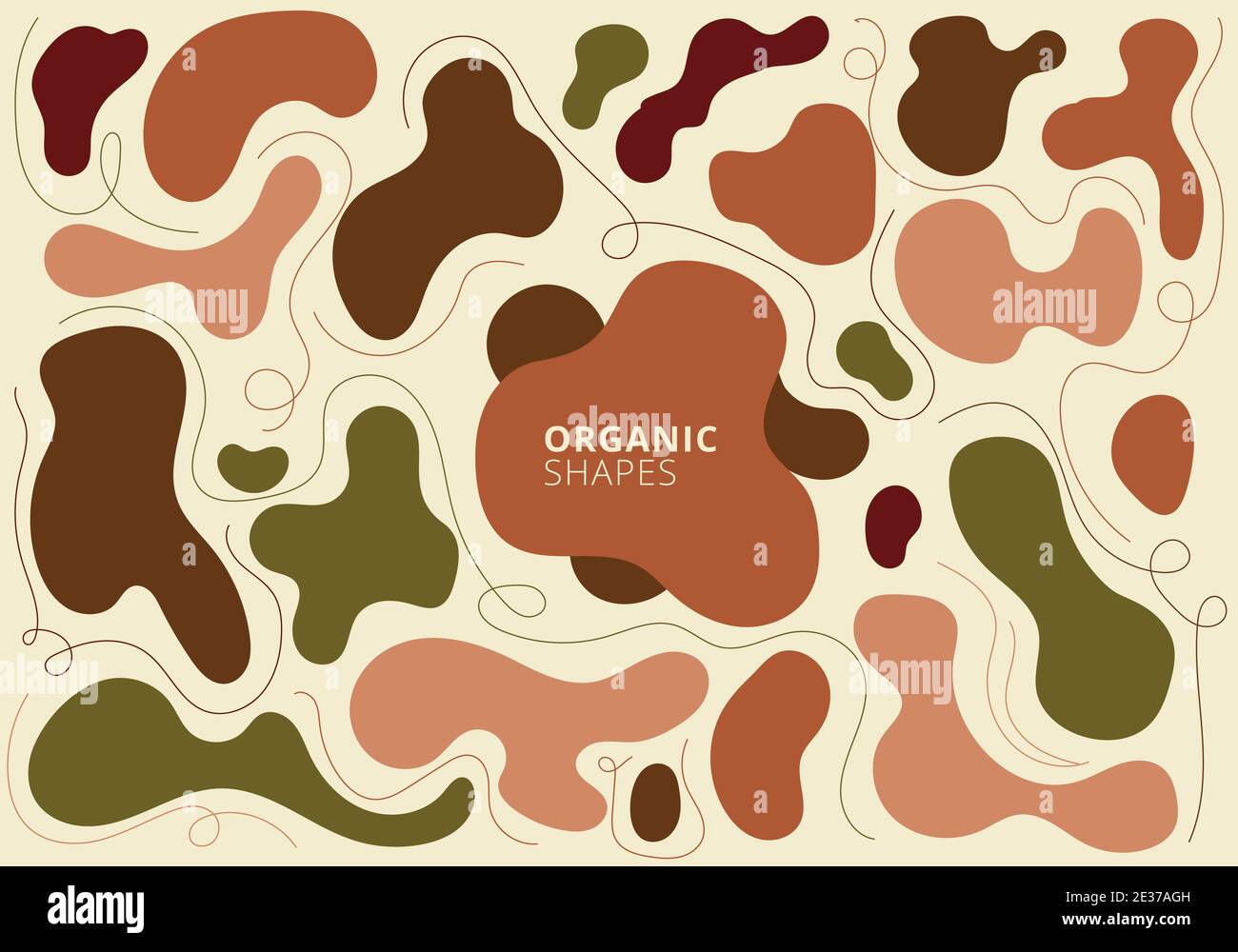 Set di forme organiche astratte colori terra tonalità arte contemporanea disegni a mano collage elementi di design. Illustrazione vettoriale Illustrazione Vettoriale