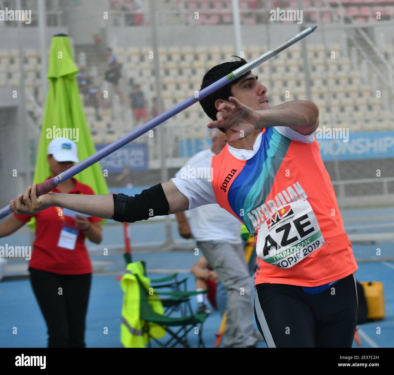 Skopje, Macedonia - 10-11 agosto 2019 Campionati europei di atletica leggera - terza Lega. (javelin) Foto Stock