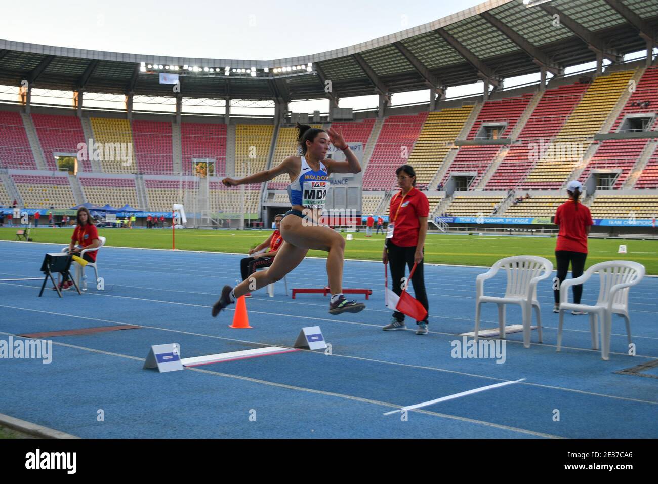 Skopje, Macedonia - 10-11 agosto 2019 Campionati europei di atletica leggera - terza Lega. (donne-salto lungo, salto triplo) Foto Stock