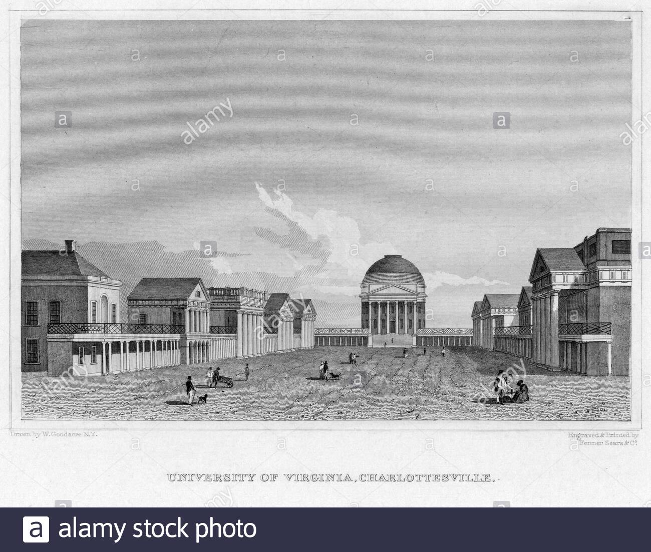 Università della Virginia, Charlottesville, America, illustrazione d'epoca dal 1831 Foto Stock