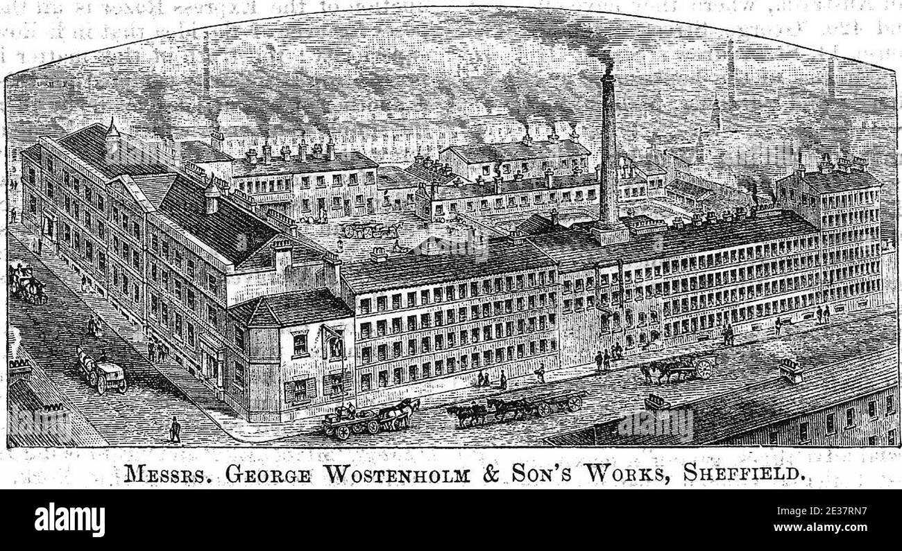 George Wolstenholm and Sons, Sheffield, Yorkshire, UK un incisione, incisione o litografia dell'epoca vittoriana. Foto Stock