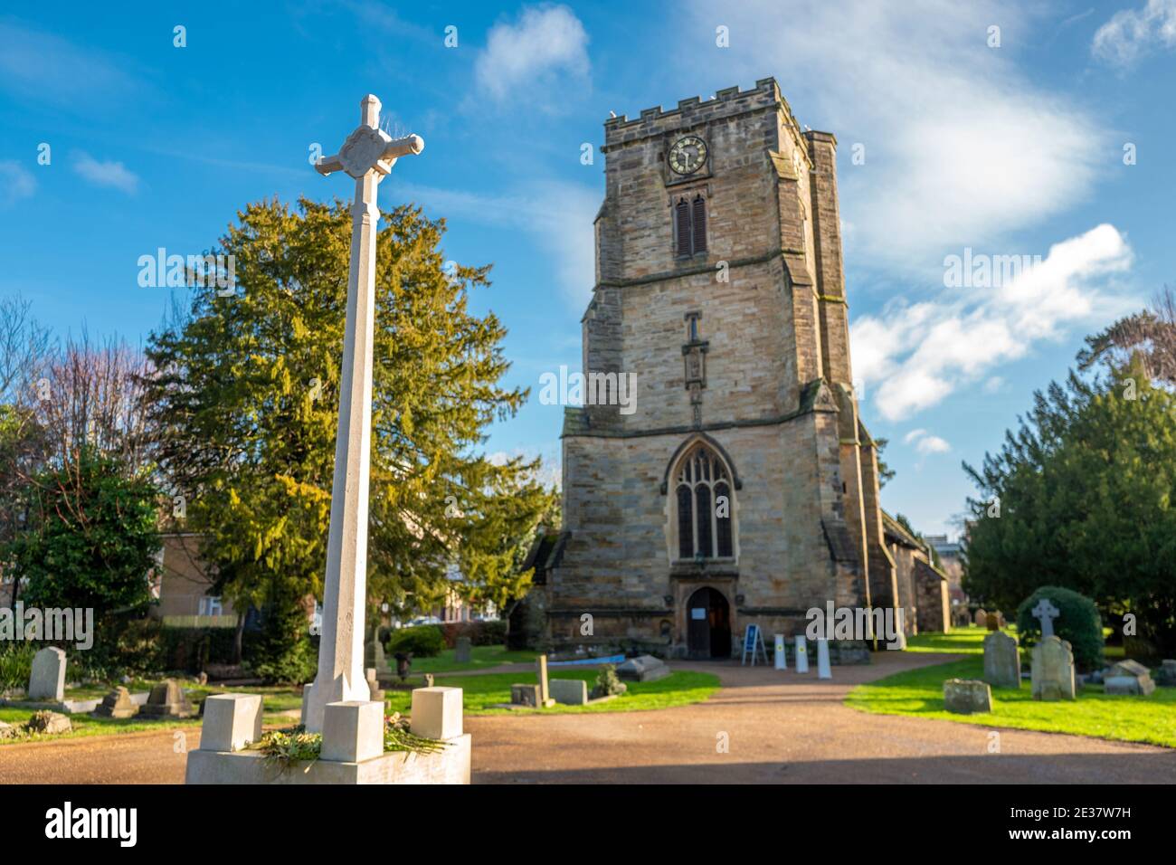 Crawley, 17 gennaio 2021: Chiesa di San Giovanni nel centro di Crawley Foto Stock