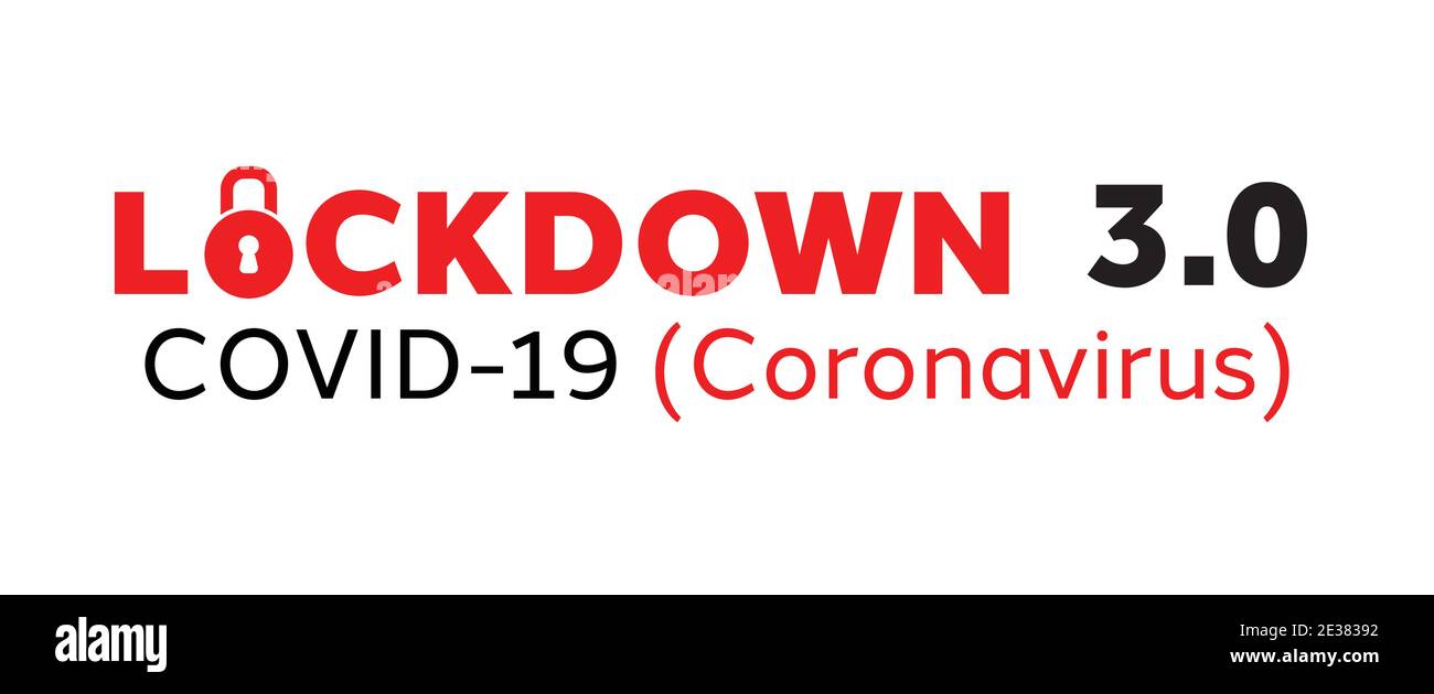 Terzo blocco o blocco 3.0 a causa del rapido aumento dei casi di COVID-19 causati dal coronavirus mutato in tutto il mondo. Illustrazione Vettoriale