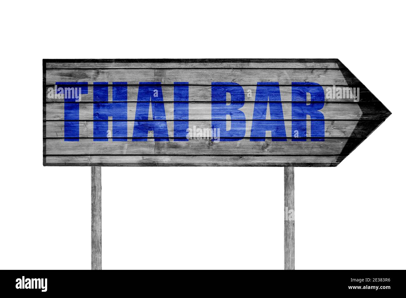 Thai Bar con cartello in legno sullo sfondo della spiaggia Foto Stock