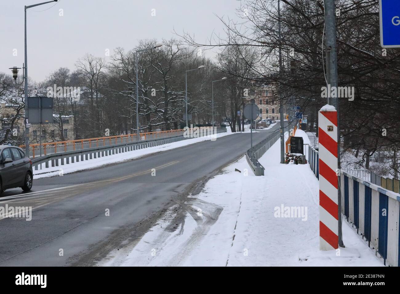 Grenzübergang Görlitz Zgorzelec, einen Tag vor der Corona Testpflicht für Pendler, em 17.01.2021 Foto Stock