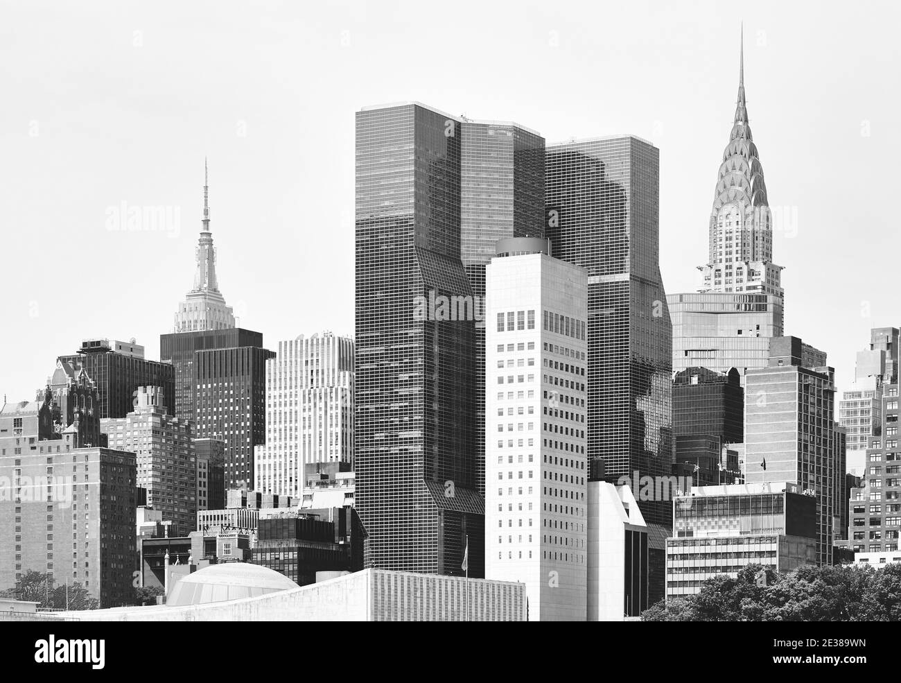 Immagine in bianco e nero di New York City architettura varia, STATI UNITI D'AMERICA. Foto Stock
