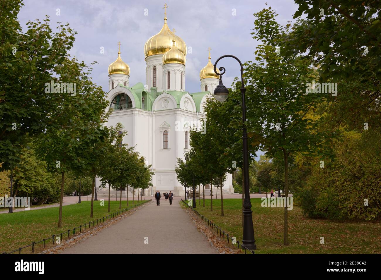 Cattedrale di Santa Caterina il Grande Martire nella città di Pushkin vicino a San Pietroburgo, Russia. La cattedrale è ricostruita nel 2010 dopo la soffiatura nel 1939 Foto Stock