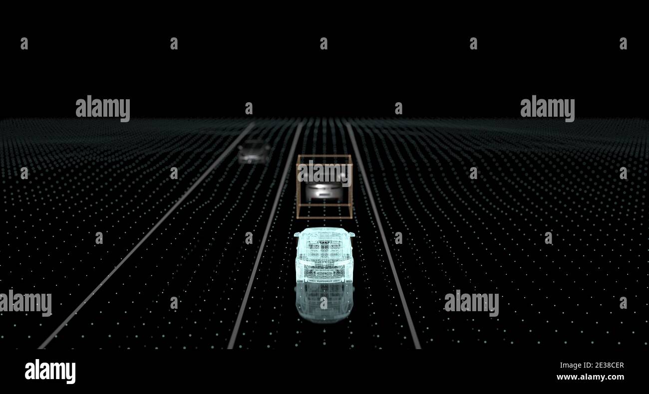 Auto senza conducente, automatica, senza conducente, tecnologia autonoma, tecnologia lidar Foto Stock