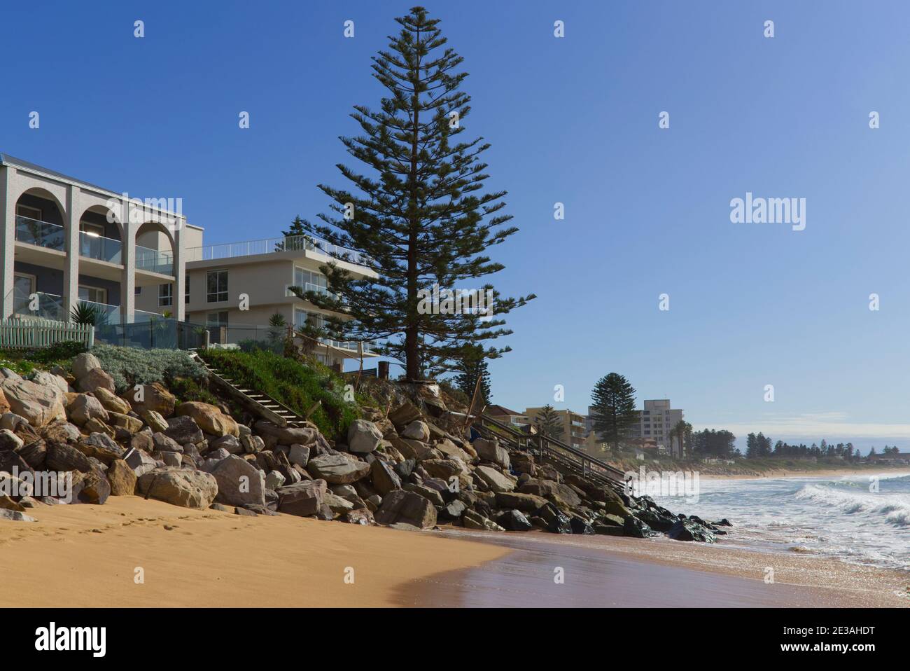 Erosione costiera della spiaggia a Collaroy sulle spiagge del Nord Di Sydney Australia Foto Stock