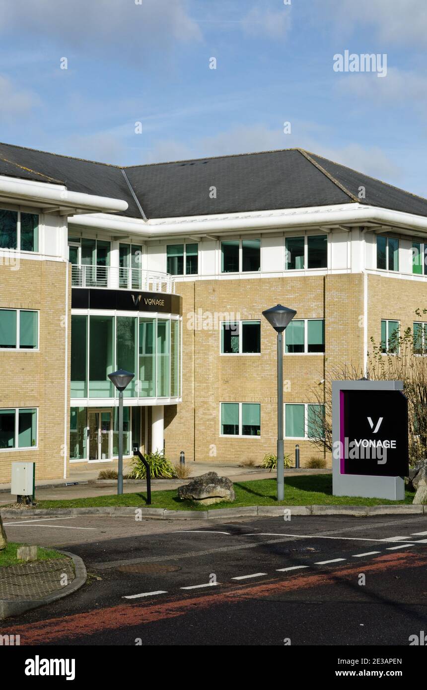 Basingstoke, Regno Unito - 17 gennaio 2021: Uffici della compagnia internazionale di comunicazione Vonage nel business Park Viables in una soleggiata mattina invernale Foto Stock