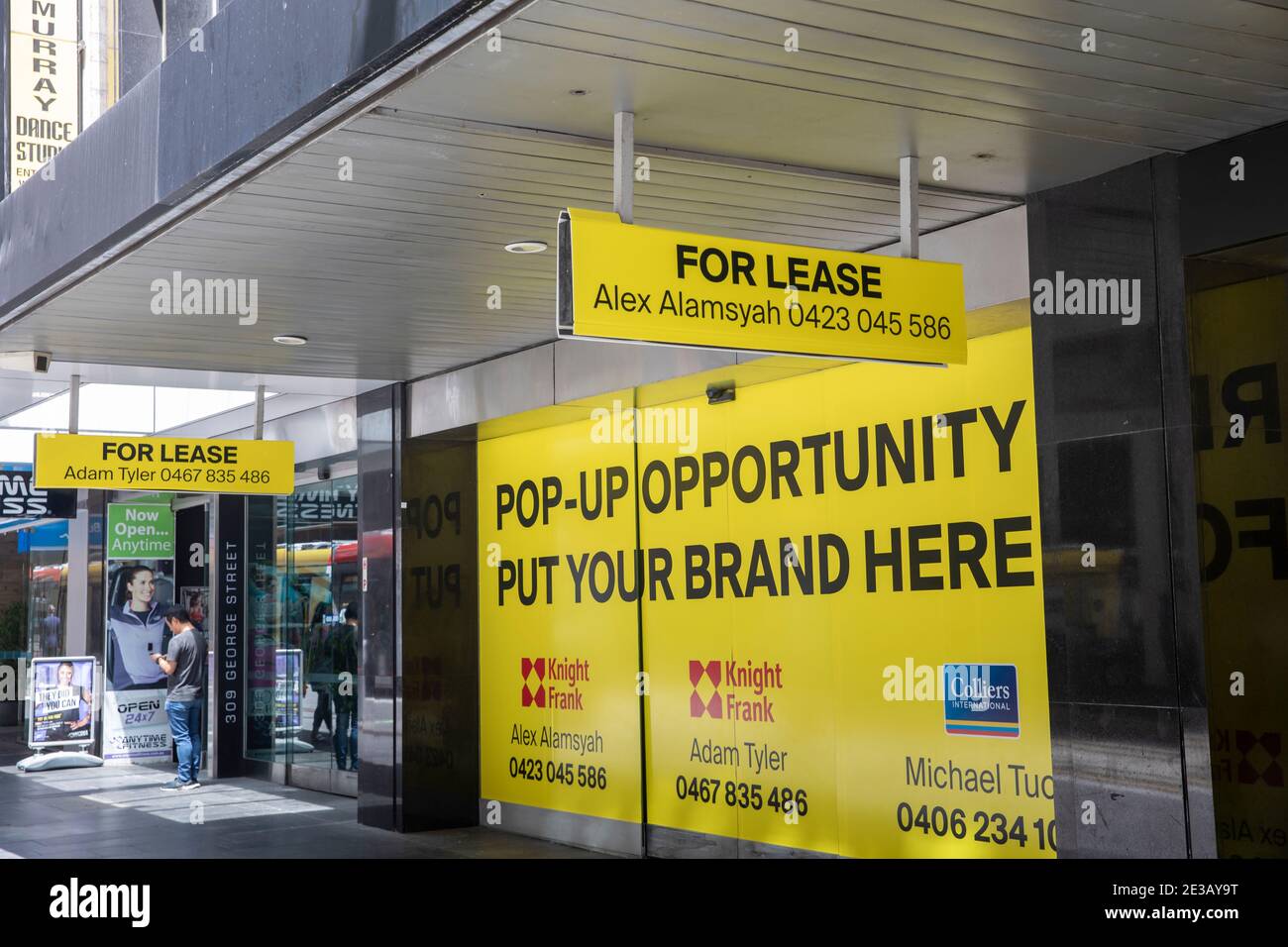 Lo spazio per la vendita al dettaglio nel centro di Sydney è in affitto in George Street Adatto per pop-up store o negozi, Sydney, Australia Foto Stock