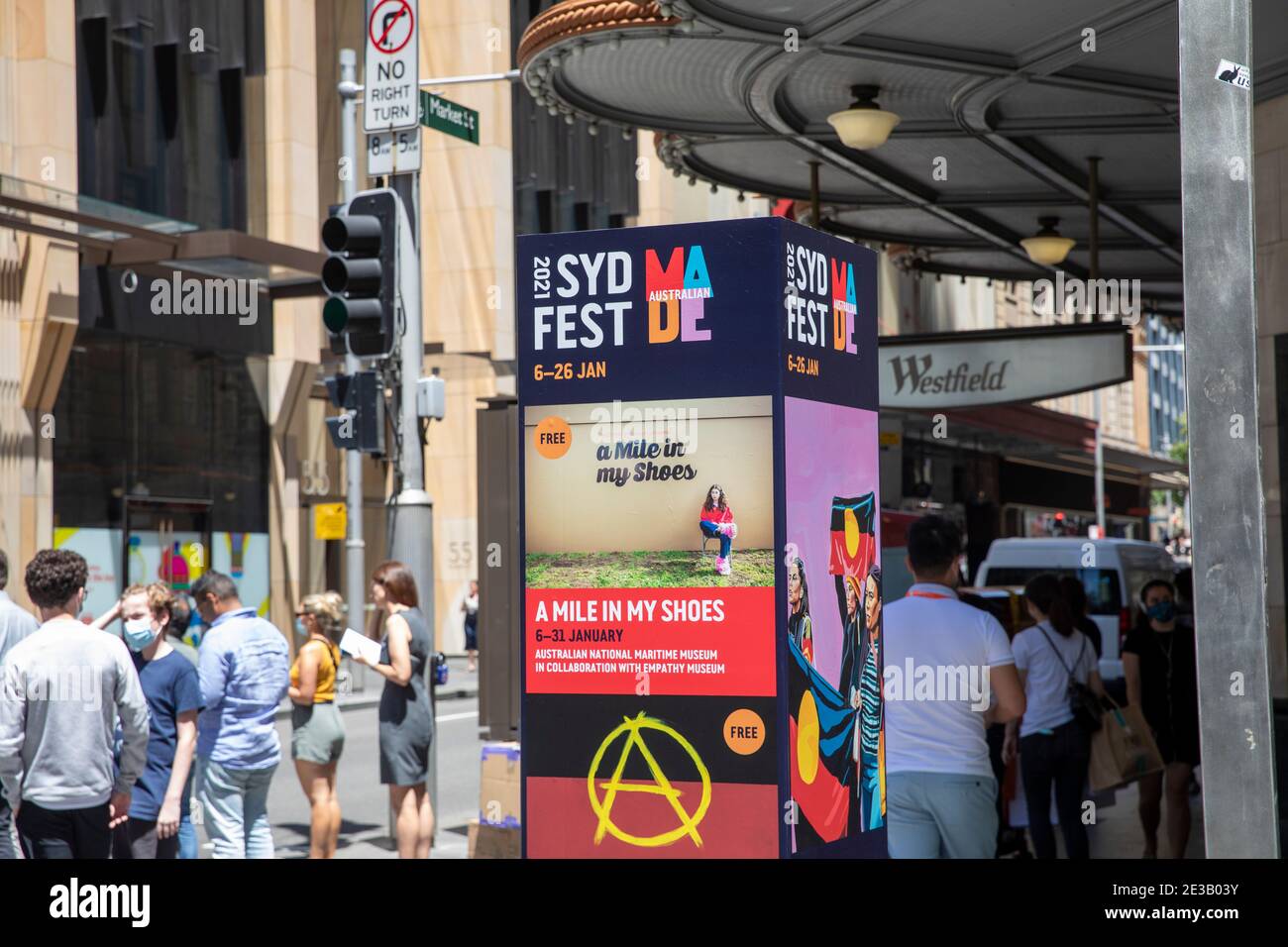 Cartelloni per promuovere il Sydney Festival 2021 un festival annuale di cultura, arte, teatro, musica e danza a Sydney, Australia Foto Stock