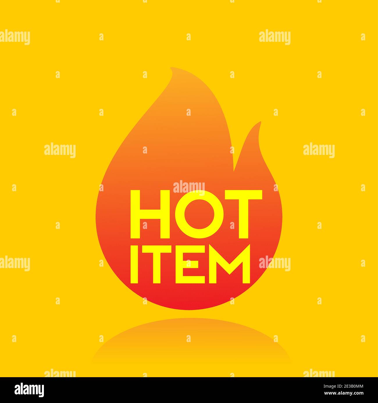 icona dell'oggetto caldo. vendita a caldo. prodotto caldo. testo semplice in stile piatto all'interno dell'illustrazione vettoriale del fuoco di fiamma Illustrazione Vettoriale