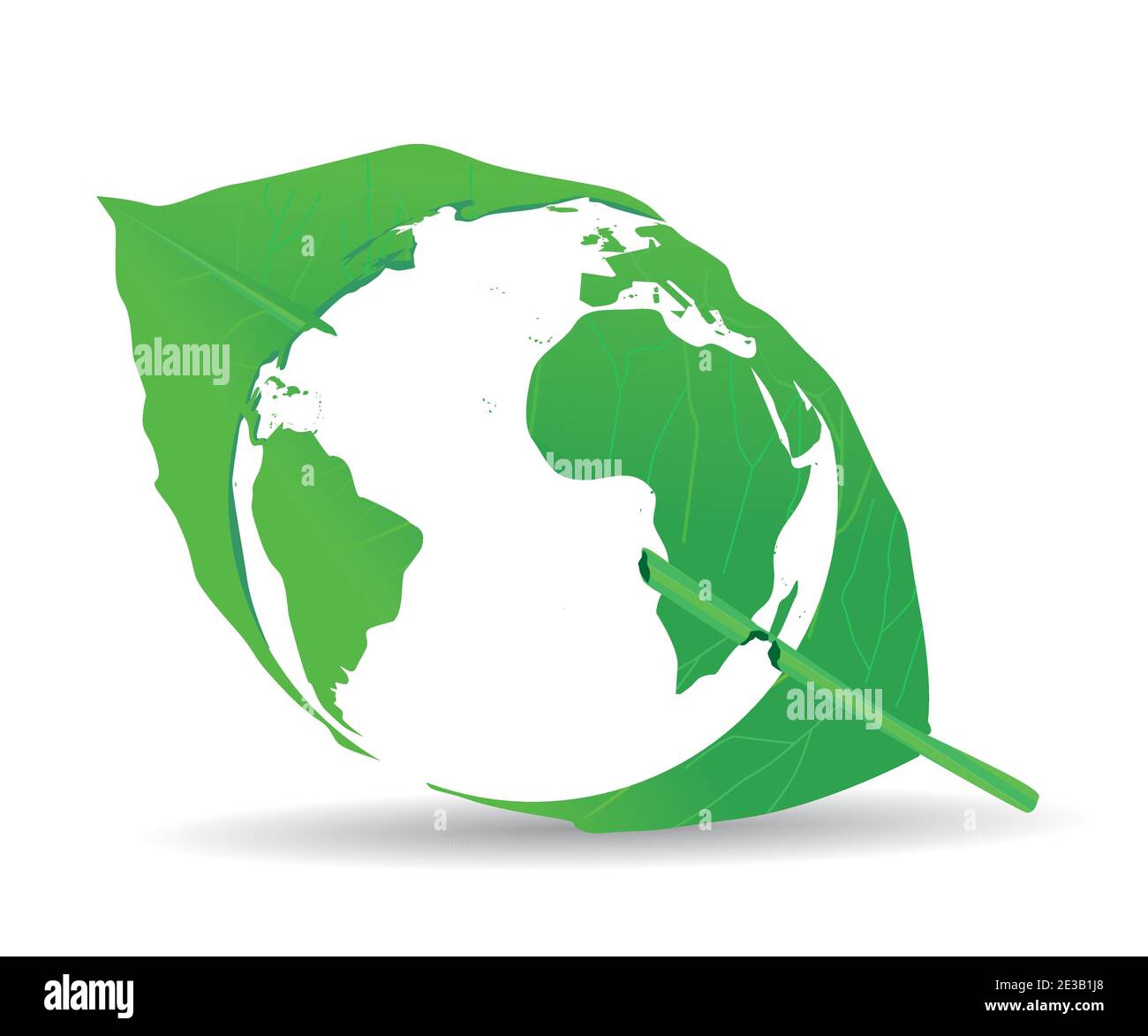 mappa del globo della terra verde all'interno della foglia va gren ed eco amichevole concetto di illustrazione di vecotr Illustrazione Vettoriale