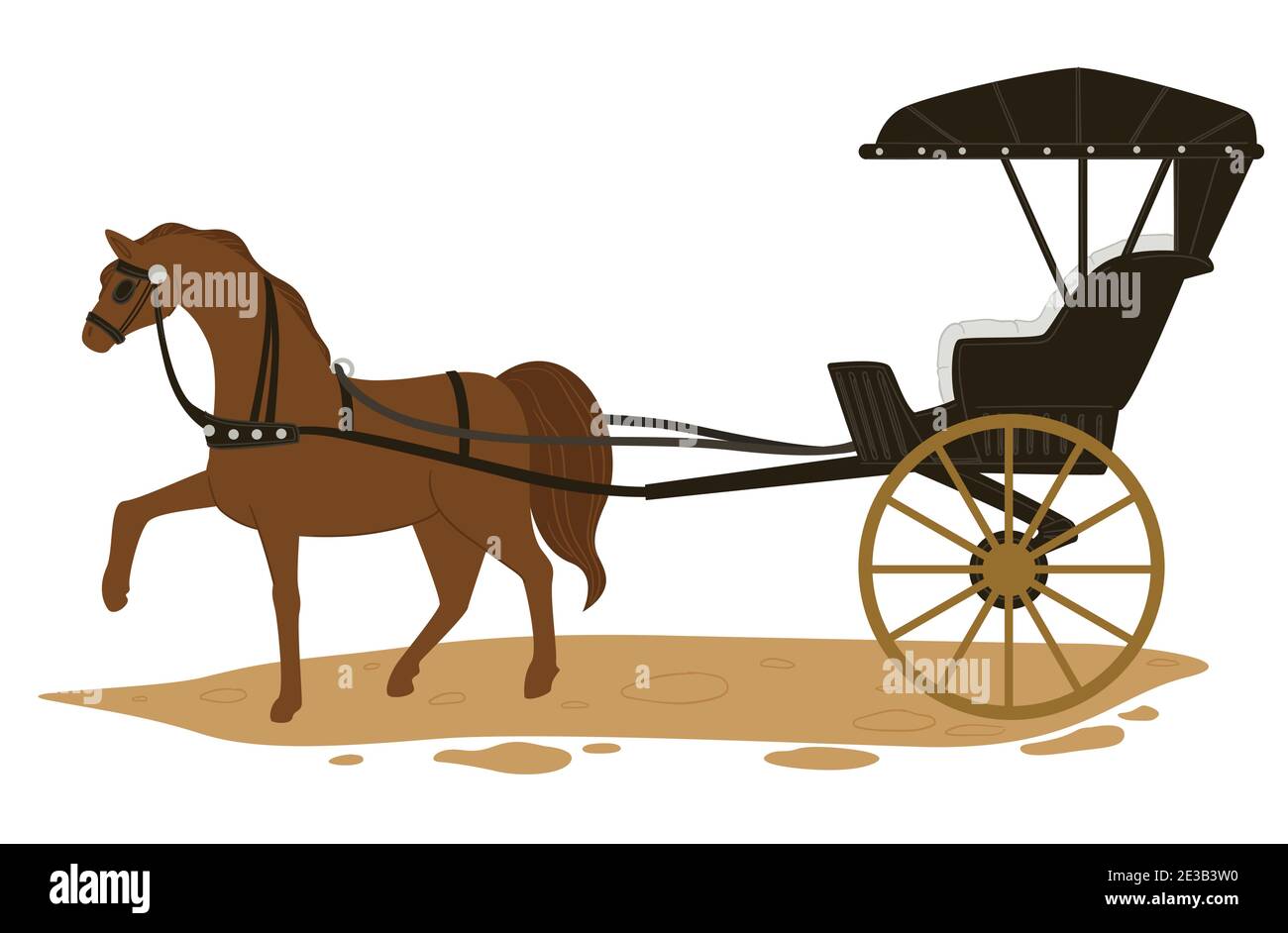 Carrozza trainata da cavalli, trasporto in tempi antichi Illustrazione Vettoriale