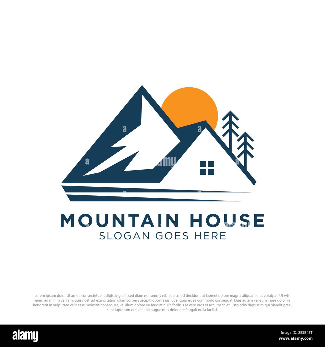 Natura Mountain house logo ispirazione, collina immobiliare logo disegno vettore Illustrazione Vettoriale