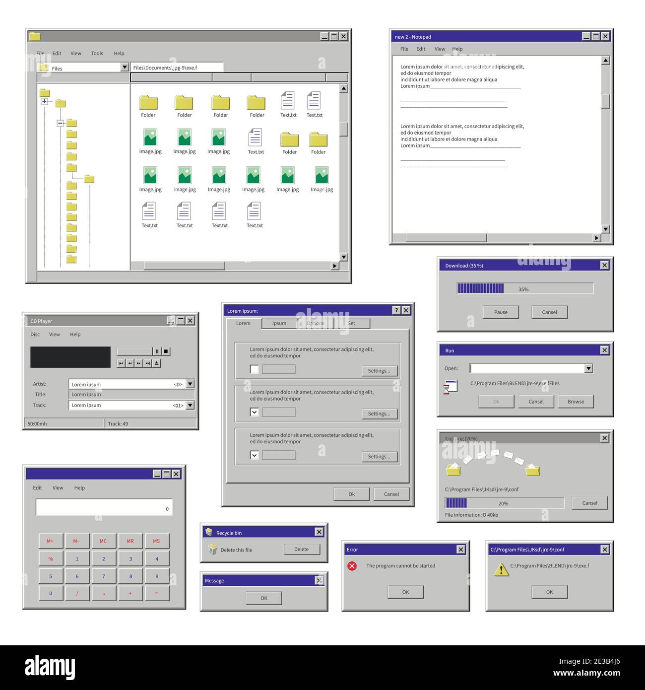Windows sullo schermo del computer, informazioni sul vettore del monitor Illustrazione Vettoriale