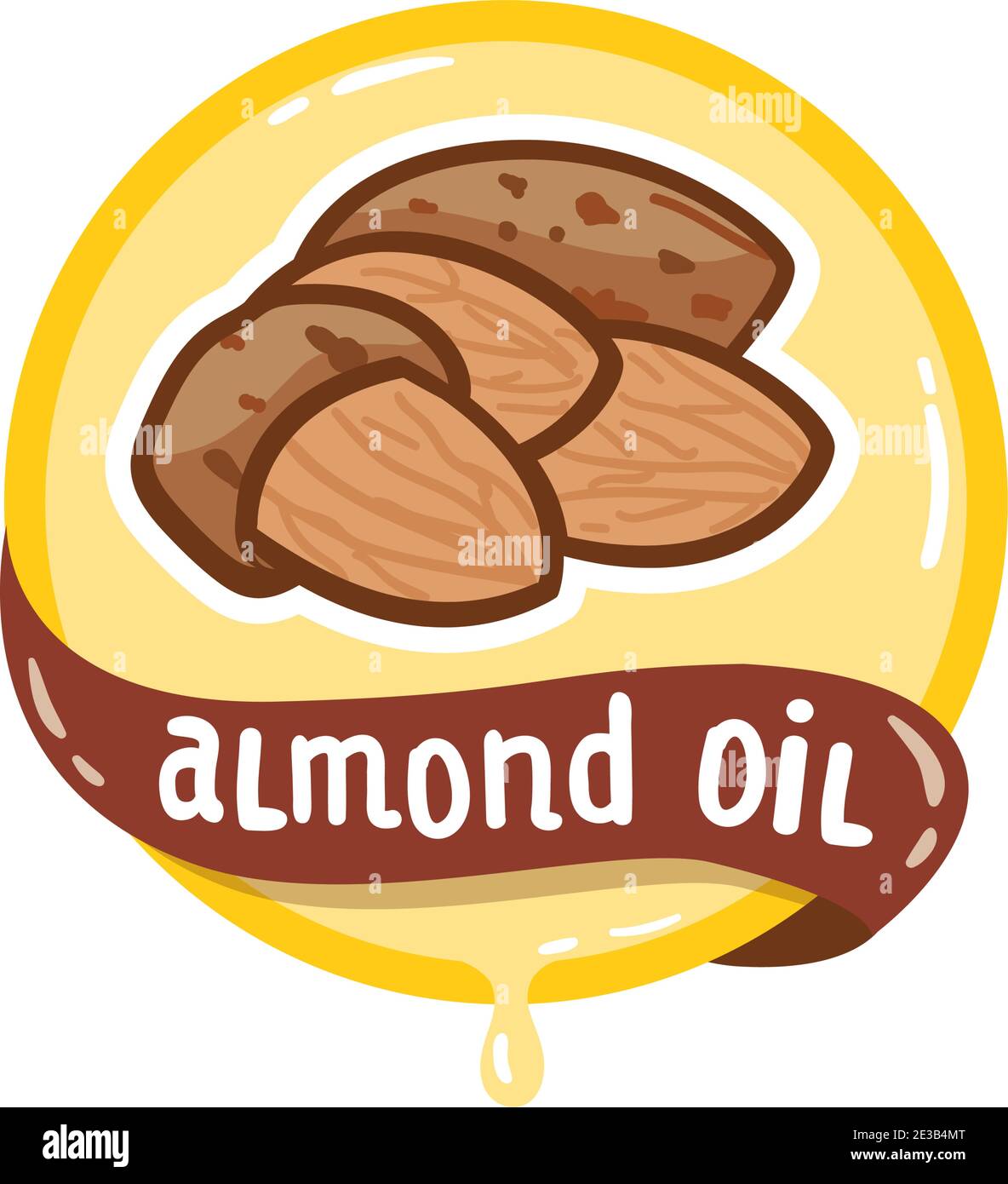 Logo dell'olio di mandorle. Emblema vettore di prodotto naturale organico. Illustrazione Vettoriale