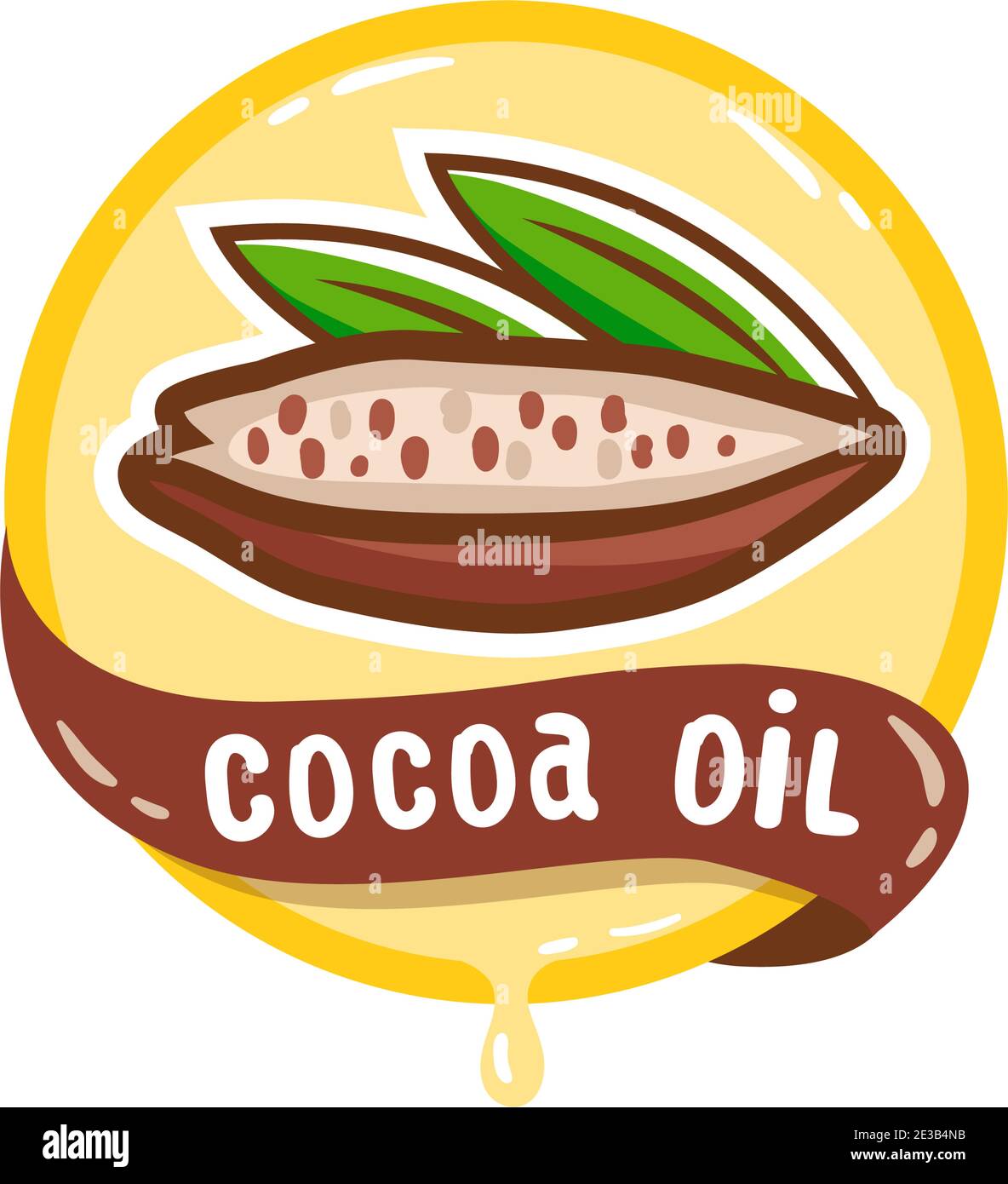 Logo dell'olio di cacao. Emblema vettore di prodotto naturale organico. Illustrazione Vettoriale