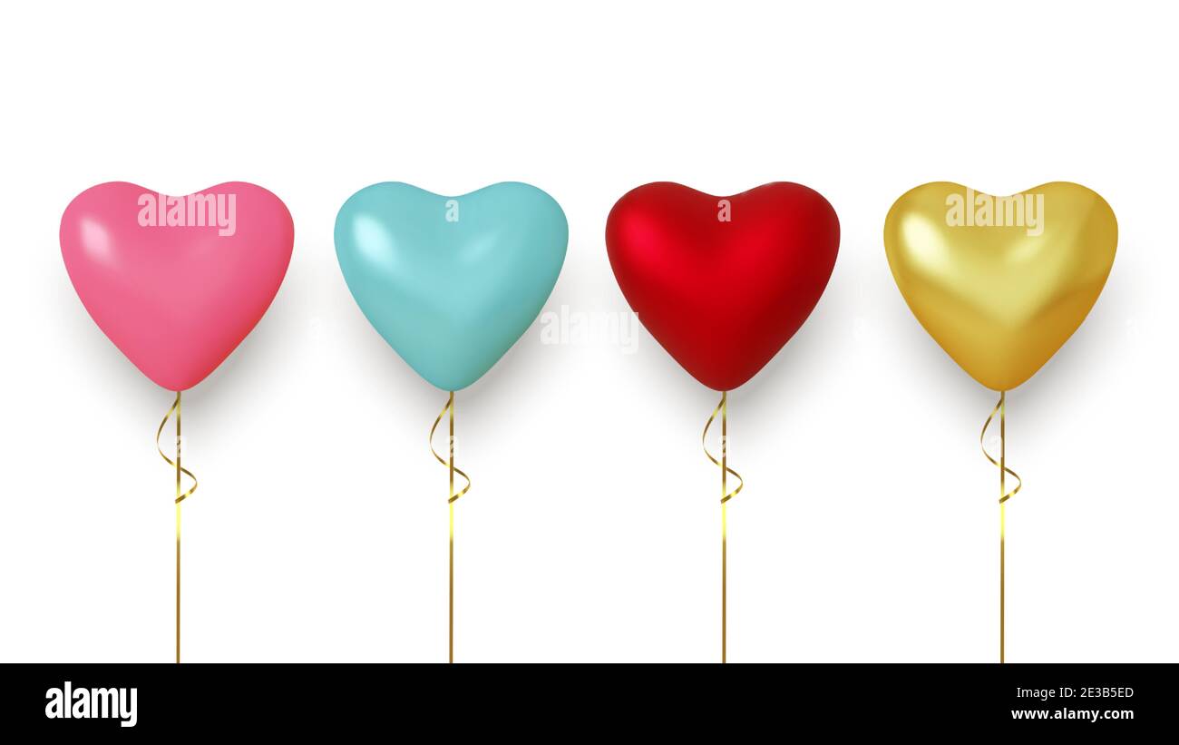 Set di palloncini colorati e realistici isolati su sfondo bianco. Vettore Illustrazione Vettoriale