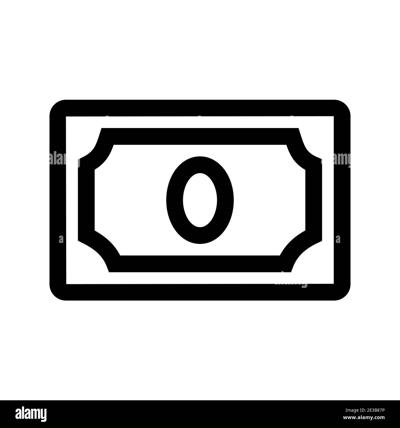 Astratto carta denaro contorno icona isolato su sfondo bianco. Illustrazione Vettoriale