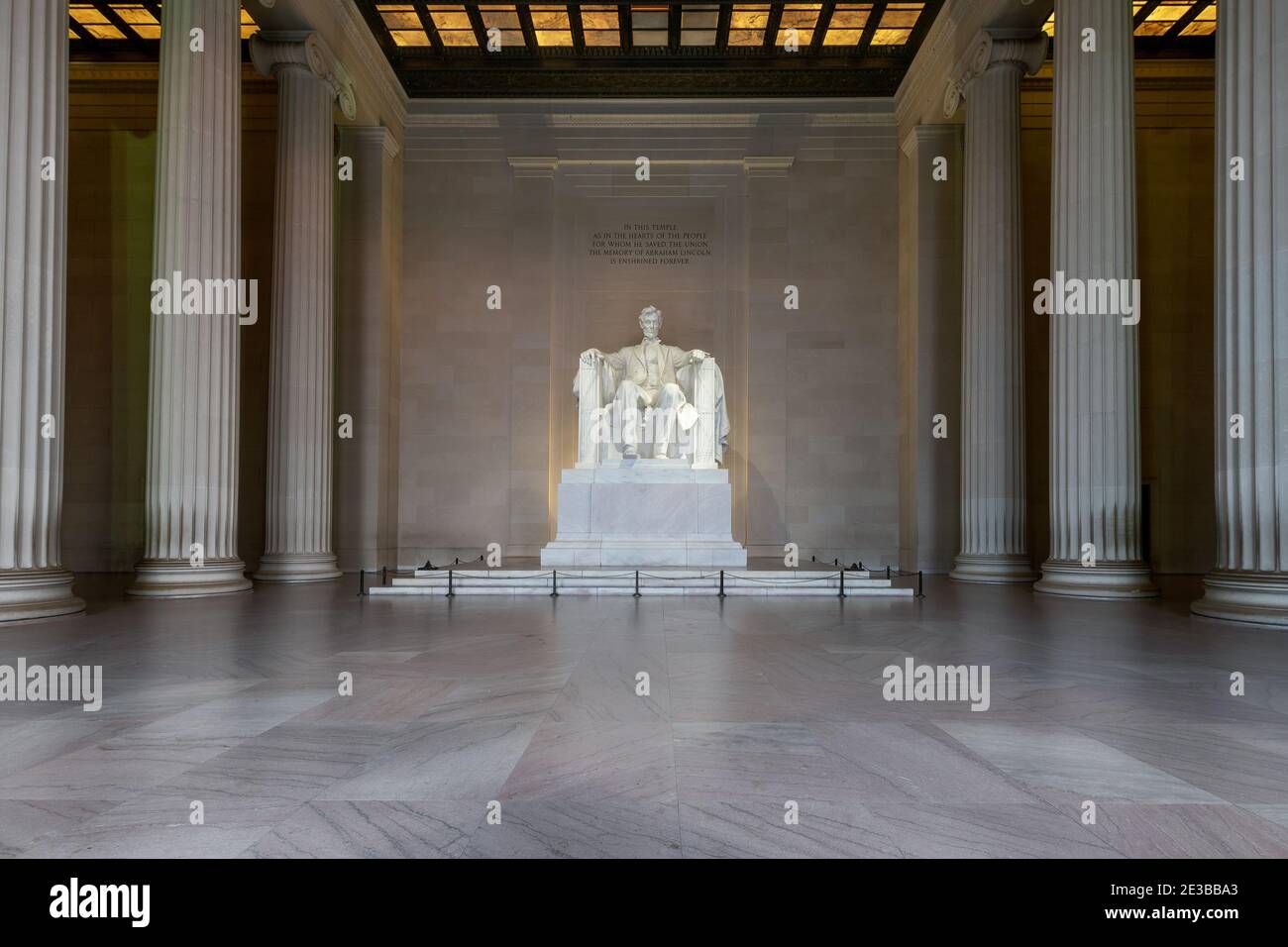 Il Lincoln Memorial al coperto sul National Mall a Washington DC, Stati Uniti Foto Stock