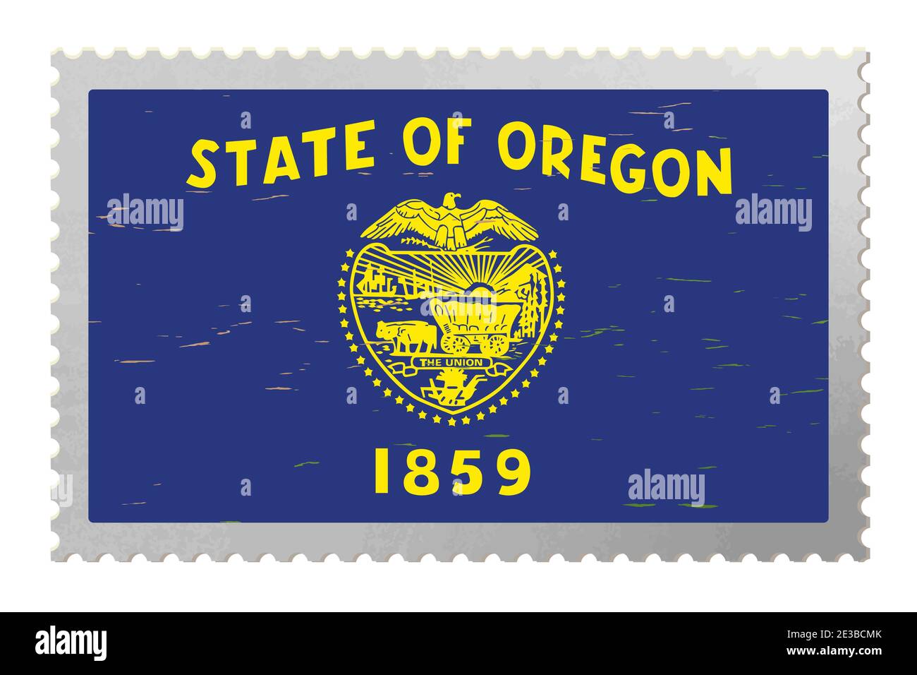 Bandiera degli Stati Uniti dell'Oregon sul vecchio francobollo, vettore Illustrazione Vettoriale Bandiera degli Stati Uniti dell'Oregon sul vecchio francobollo, vettore Illustrazione Vettoriale