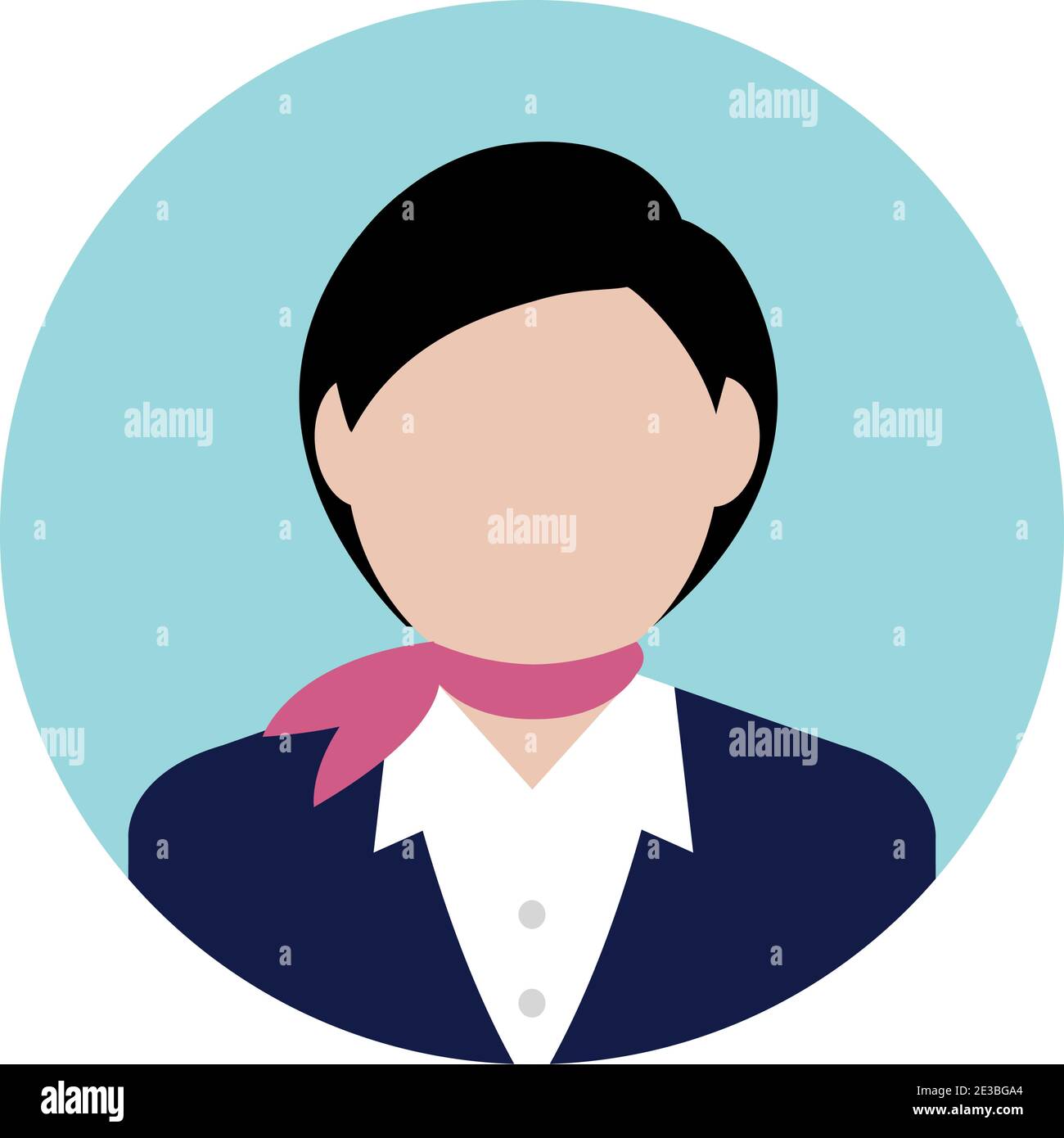 Illustrazione icona avatar lavoratore circolare (corpo superiore) / stewardess, addetto cabina Illustrazione Vettoriale