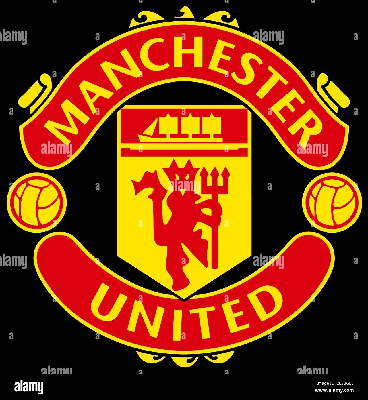 Distintivo rosso diavolo del Manchester United Football Club Foto Stock