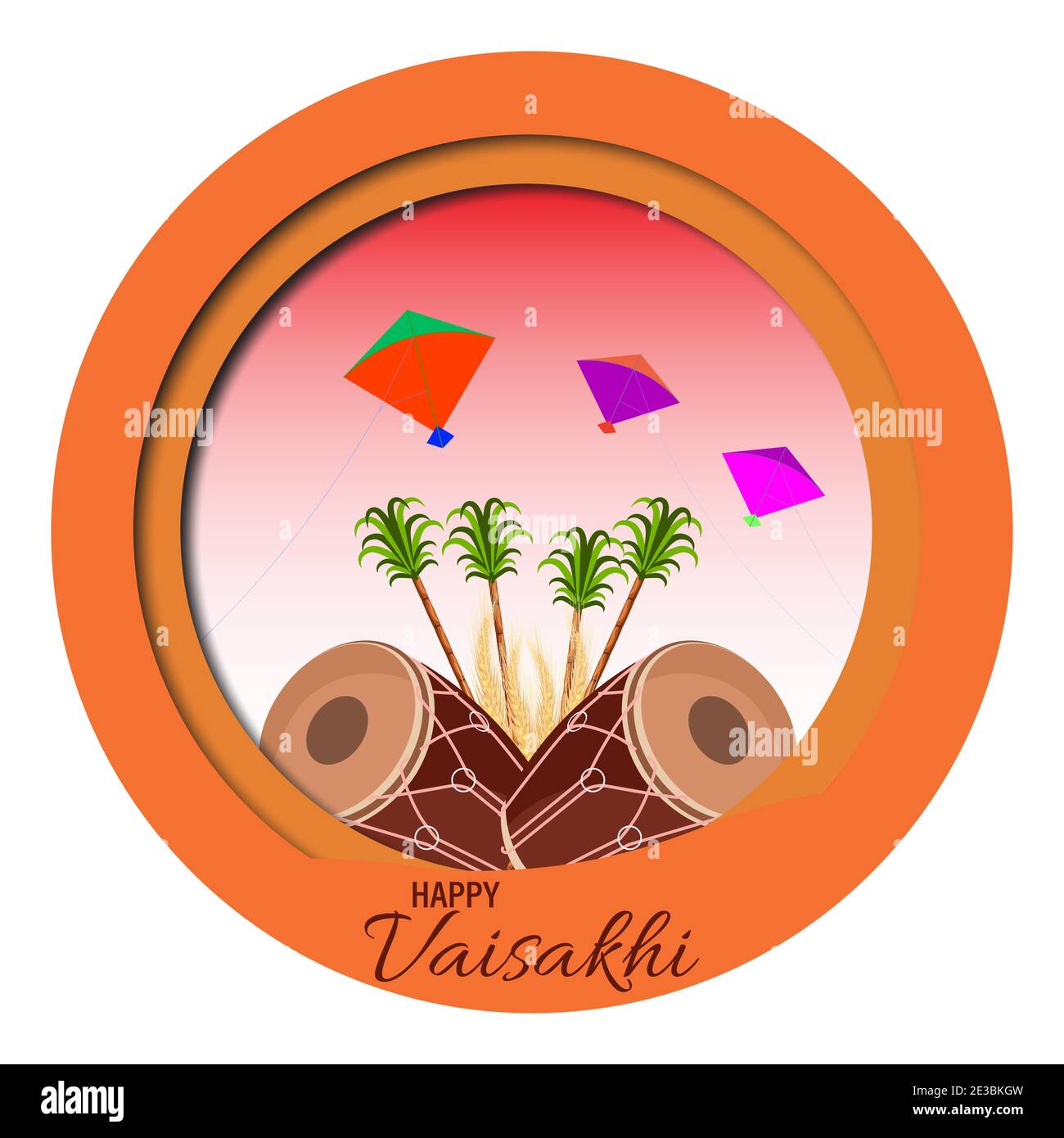 Illustrazione vettoriale della celebrazione felice di Baisakhi. Vaisakhi, conosciuto anche come festival di Baisakhi in Hinduism e Sikhism. Balli in coppia. Illustrazione Vettoriale