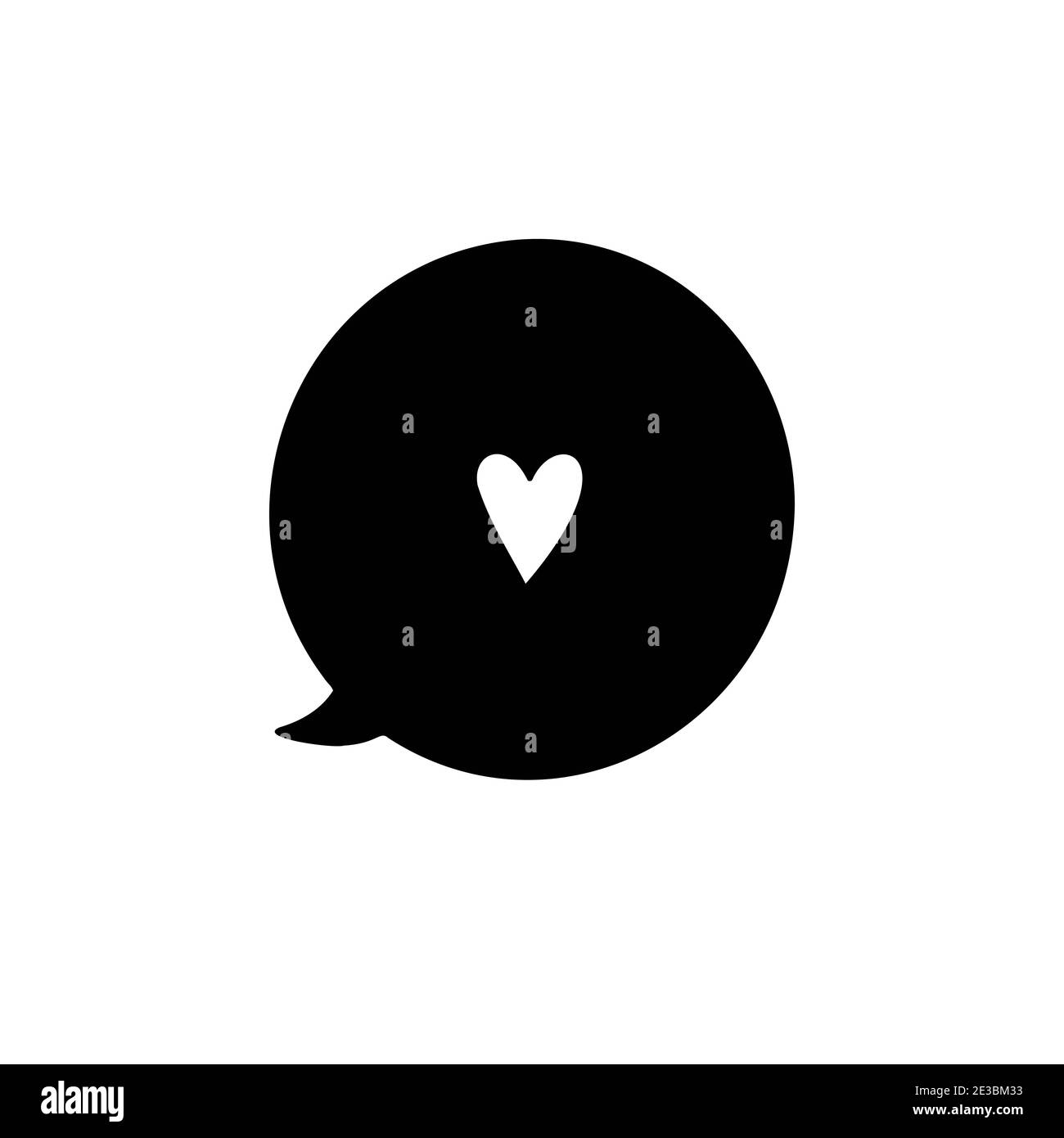 Bolla del parlato con il cuore. Simbolo isolato su sfondo bianco. Illustrazione vettoriale. Illustrazione Vettoriale