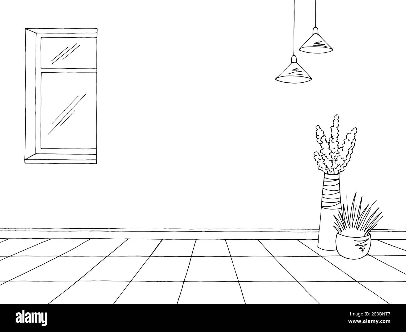 Grafico della stanza vettore grafico della figura interna della casa bianco nero Illustrazione Vettoriale