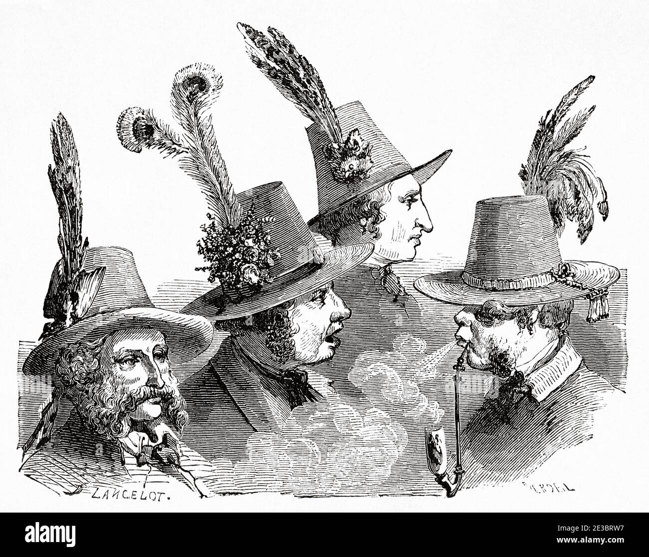 Cappelli con piume, contadini austriaci, Austria Europa. Antica illustrazione incisa del 19 ° secolo, le Tour du Monde 1863 Foto Stock
