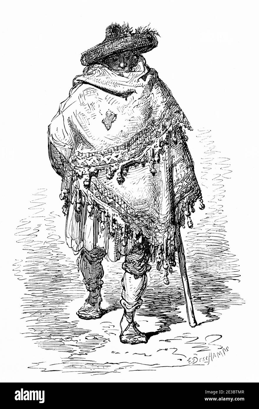 Agricoltore di Orihuela, Comunidad Valenciana. Spagna, Europa. Illustrazione incisa del 19 ° secolo, El Mundo en la mano 1878 Foto Stock