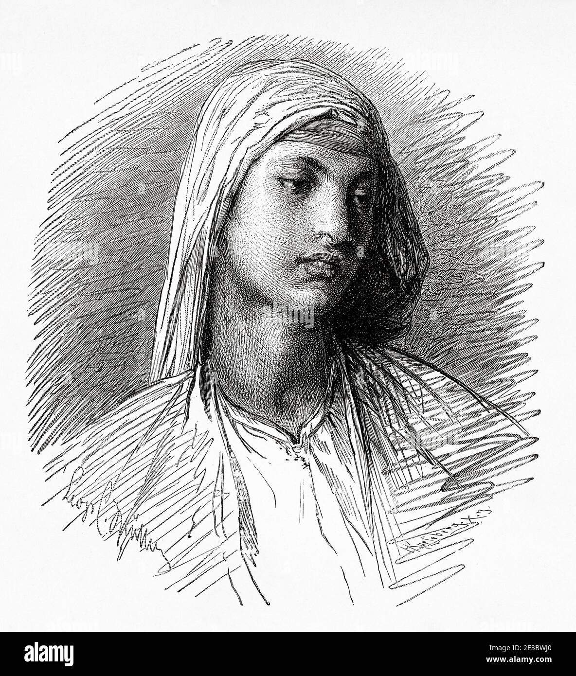 Signora del Cairo, antico Egitto. Illustrazione incisa del 19 ° secolo, El Mundo Ilustrado 1880 Foto Stock