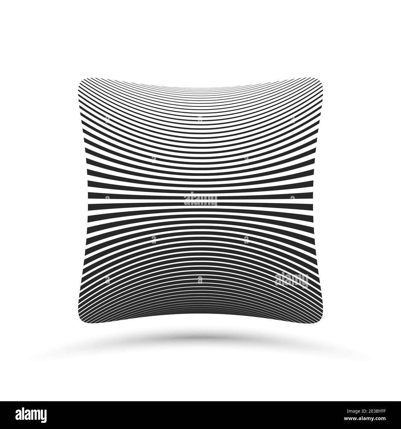 Forma quadrata arrotondata nera. Design astratto del logo lineare. Illustrazione vettoriale. Illustrazione Vettoriale