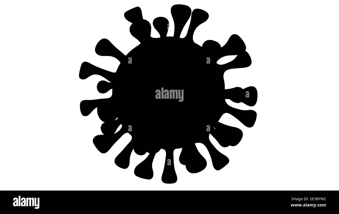 Covid silhouette isolato su sfondo bianco, virus covid-19. Foto Stock