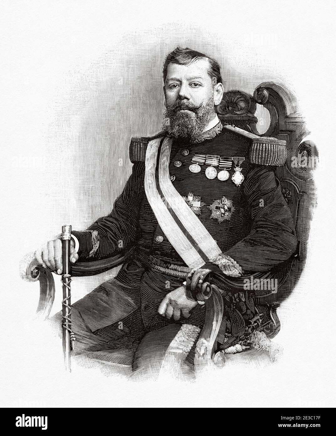 José Lachambre Domínguez (1846 - 1903) militare spagnolo, governatore militare di Cuba. Da la Ilustracion Española y americana 1895 Foto Stock