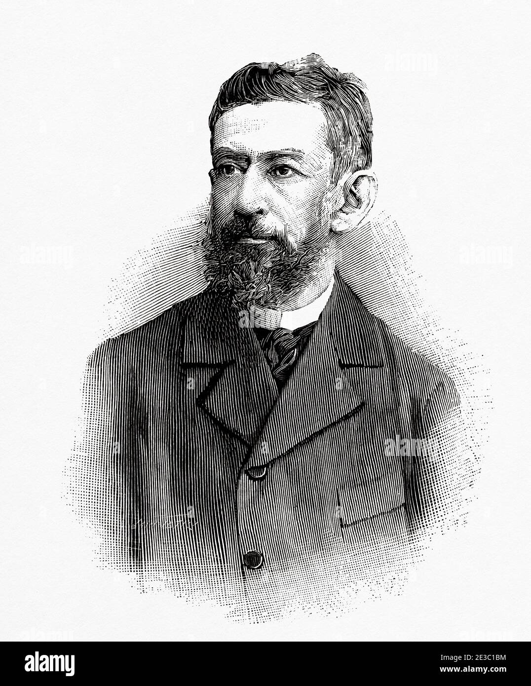 Juan León Mera Martínez (Ambato, 1832 – 1894) è stato un . Tra le sue opere più notevoli sono i testi del Inno Nazionale dell'Ecuador e il romanzo Cumandá nel 1879. Da la Ilustracion Española y americana 1895 Foto Stock