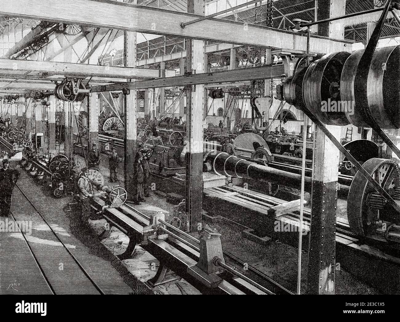 L'industria nazionale spagnola alla fine del 19 ° secolo, Portilla & laboratorio cannone bianco a Siviglia, Andalusia. Spagna. Antico XIX secolo inciso illustrazione da la Ilustracion Española y americana 1890 Foto Stock