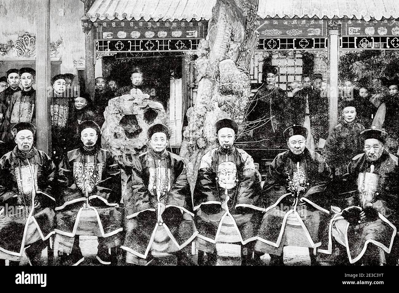 Zongli Yamen, organo governativo incaricato della politica estera della Cina imperiale. Prima guerra sino-giapponese. Antico XIX secolo inciso illustrazione da la Ilustracion Española y americana 1894 Foto Stock