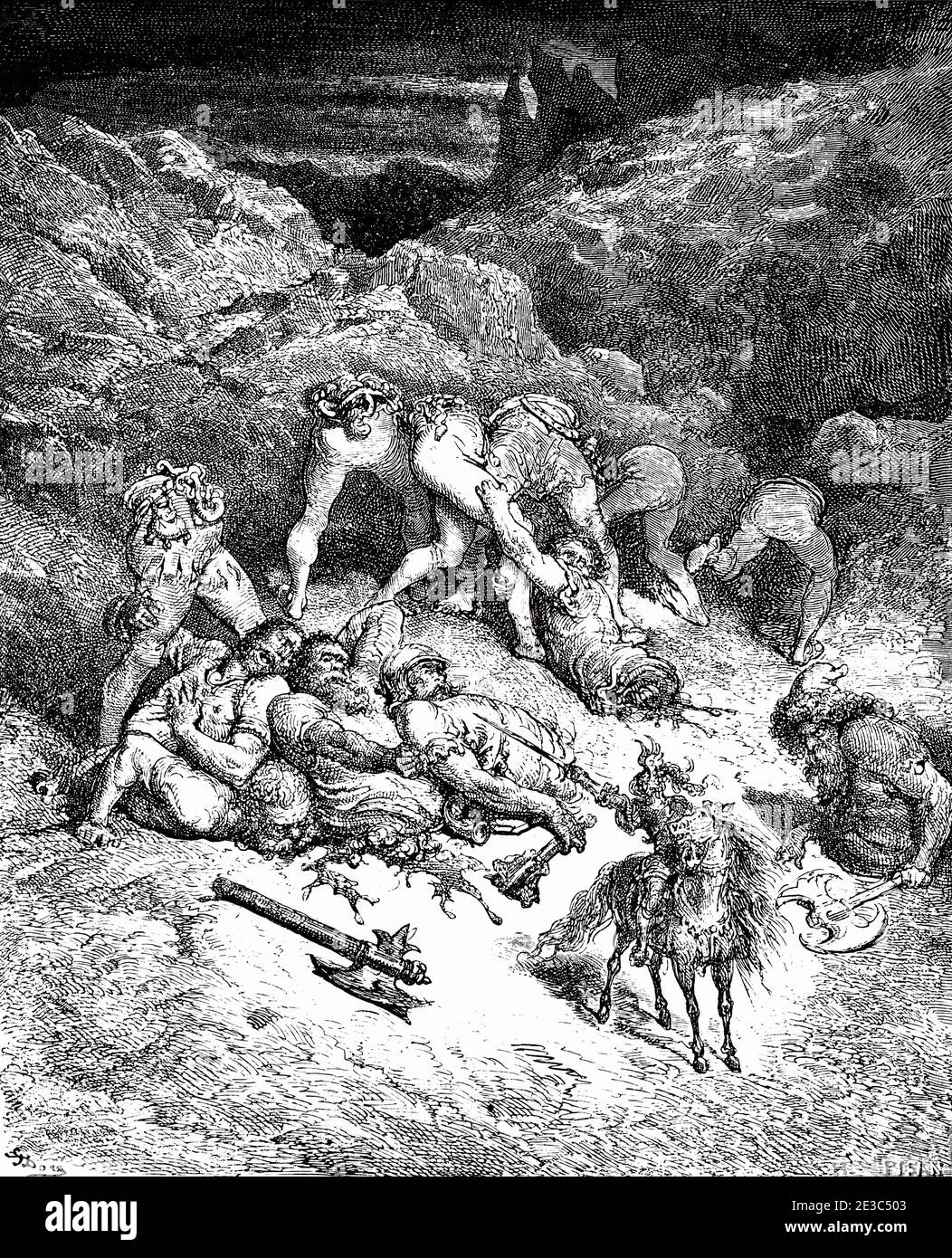 Don Chisciotte di Miguel de Cervantes Saavedra. Antica illustrazione dell'incisione del XIX secolo di Gustave Dore Foto Stock