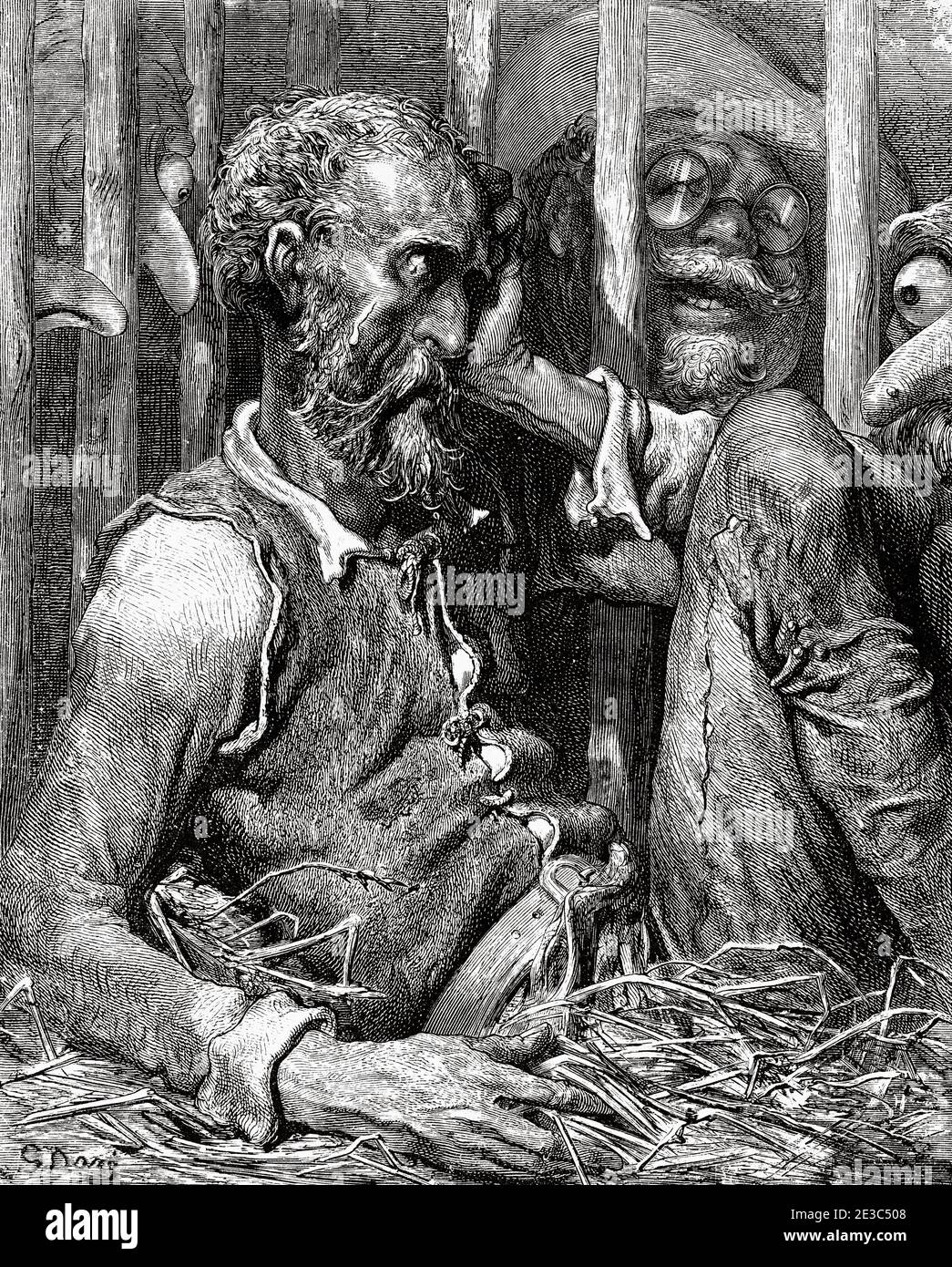 L'incantesimo di Don Chisciotte. Don Chisciotte di Miguel de Cervantes Saavedra. Antica illustrazione dell'incisione del XIX secolo di Gustave Dore Foto Stock