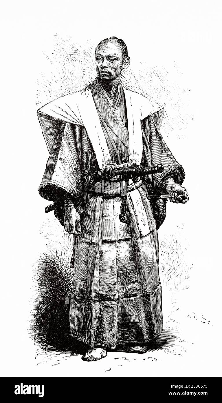 Ufficiale di Taikun, Giappone. Vecchio 19 ° secolo inciso illustrazione viaggio in Giappone di Aime Humbert da El Mundo en la mano 1879 Foto Stock