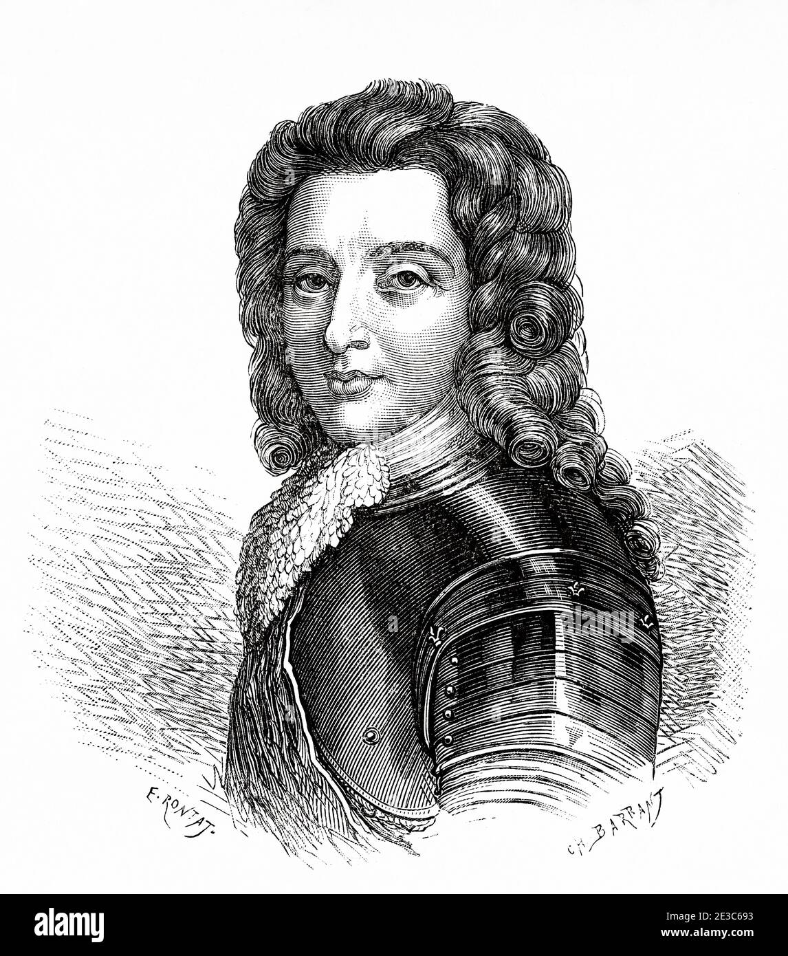 Louis-Auguste de Bourbon, duc du Maine (1670-1736), duca di Maine, duca di Aumale, principe sovrano di Dombes e conte di EU, fu il primo dei figli illegittimi nati dal rapporto tra il re francese Luigi XIV e la sua amante ufficiale Madame de Montespan. Francia. Antica illustrazione dell'incisione del XIX secolo. Les Français Illubres di Gustave Demoulin 1897 Foto Stock